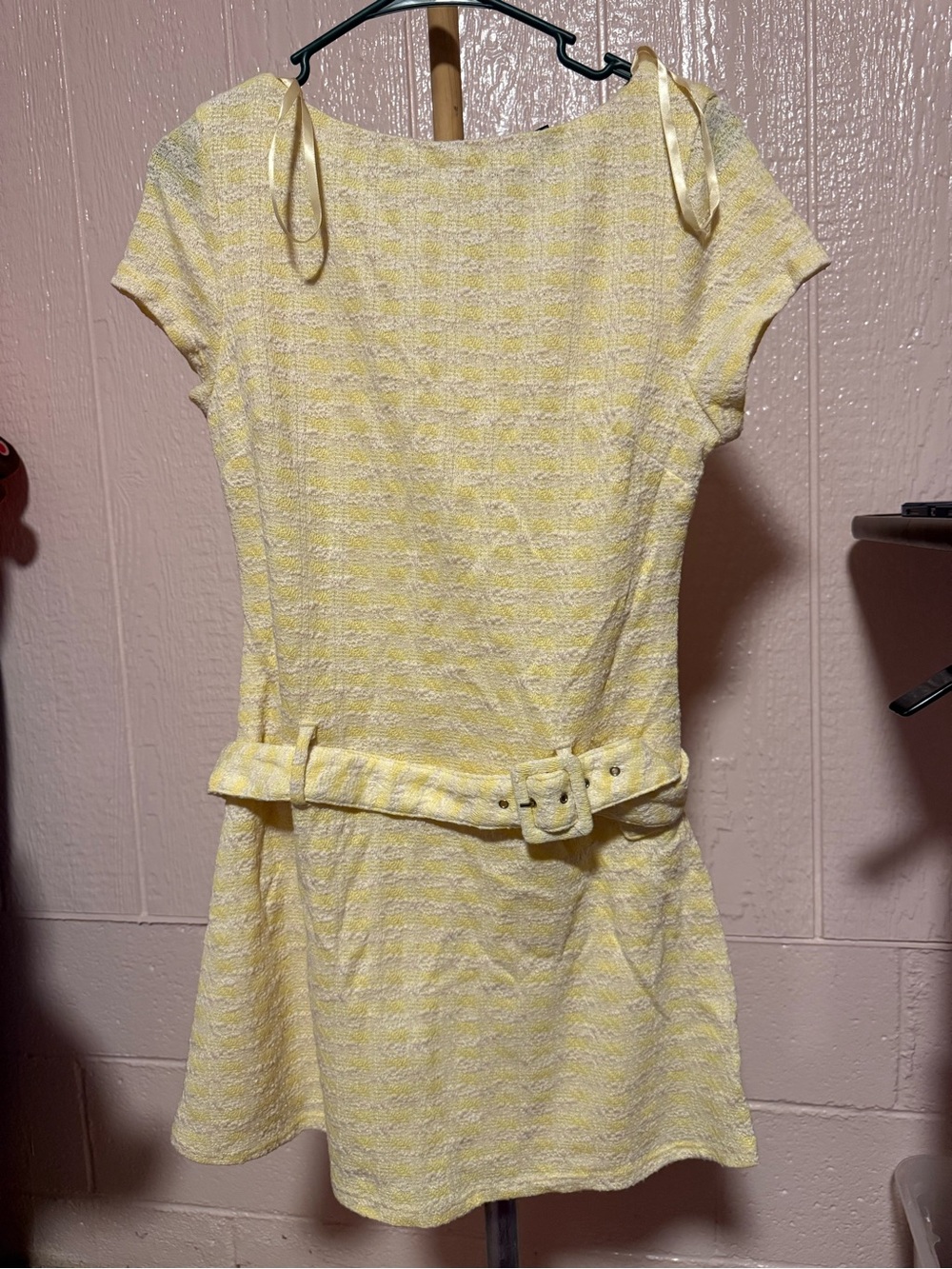 B Darlin Yellow Short Sleeve Belted Mini Dress
